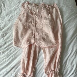 Elegant Blush Pink 100% Cotton Sleepwear Set